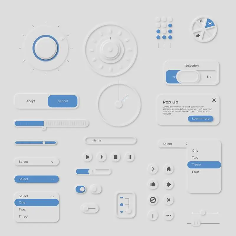 Neumorphic Collection of Elements
