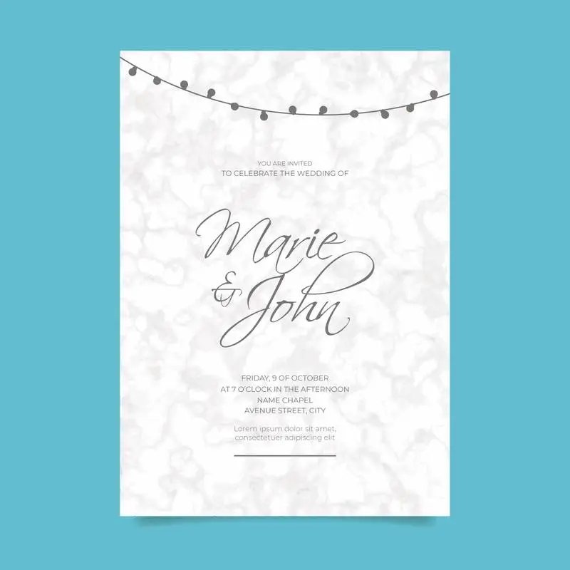 Wedding Invitation with Marble Texture