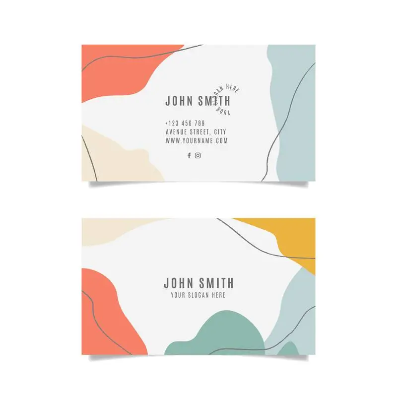 Colorful Business Card with Abstract Shapes Set
