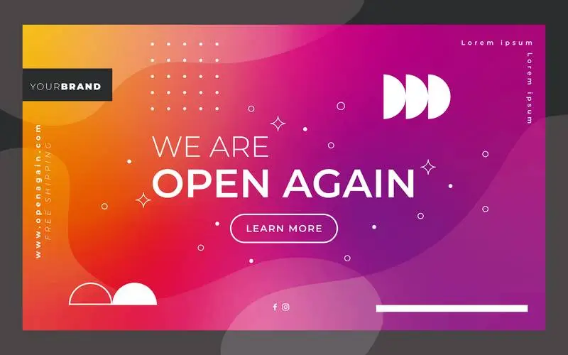 Abstract Banner with Gradient and Memphis Style