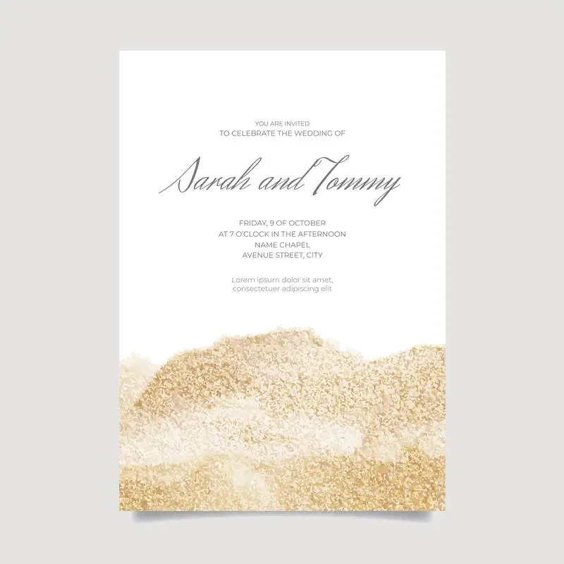 Wedding Invitation with Glitter