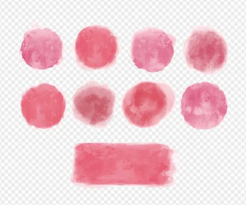 Collection of Watercolor Elements in Red and Pink