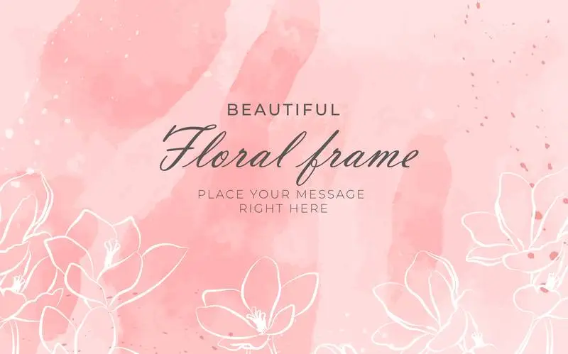 Beautiful Floral Frame with Watercolor Background