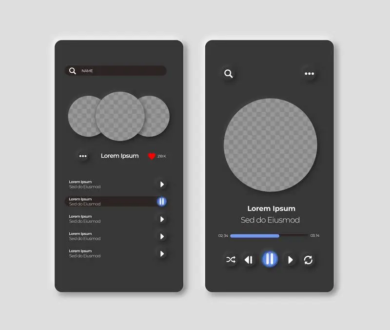 Neumorphic Interface Music for Phone