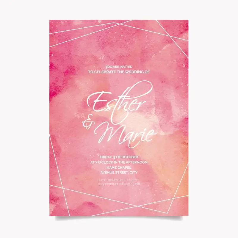 Wedding Invitation with Watercolor Frame