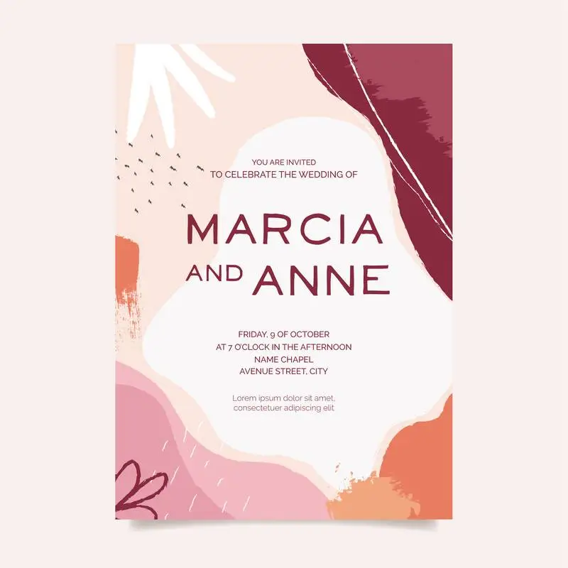 Elegant Wedding Invitation in Memphis Style