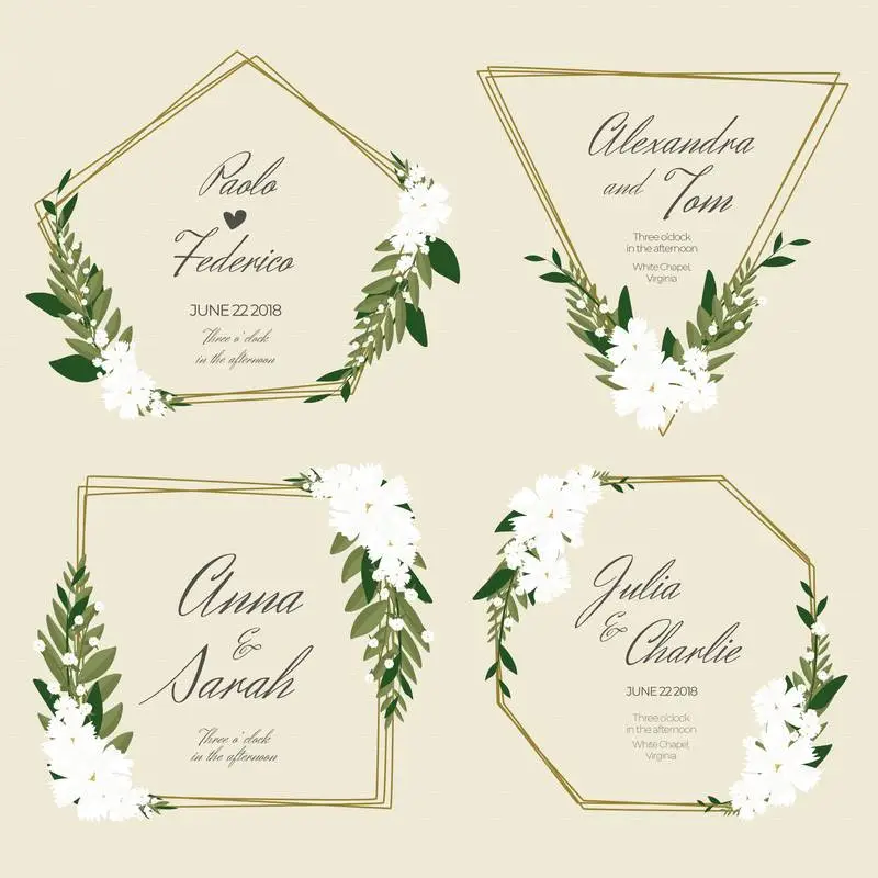 Floral Banner for Wedding with Golden Frames