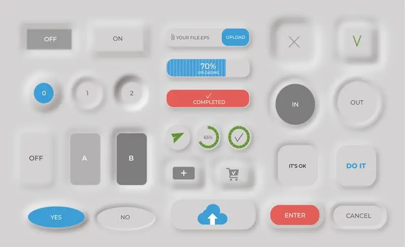Collection of Buttons in Neumorphism