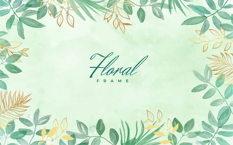 Floral Background with Golden Leaves