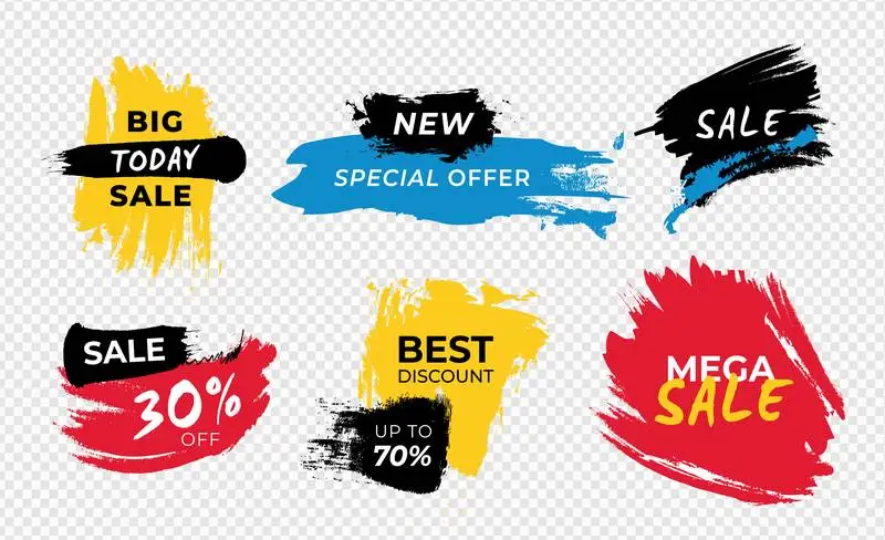 Collection of Brush Stroke Sale Labels
