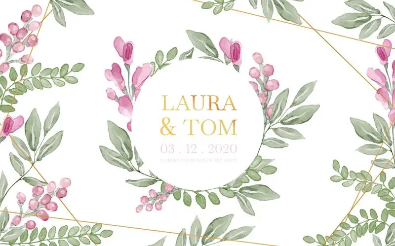 Floral Watercolor and Gold Wedding Background