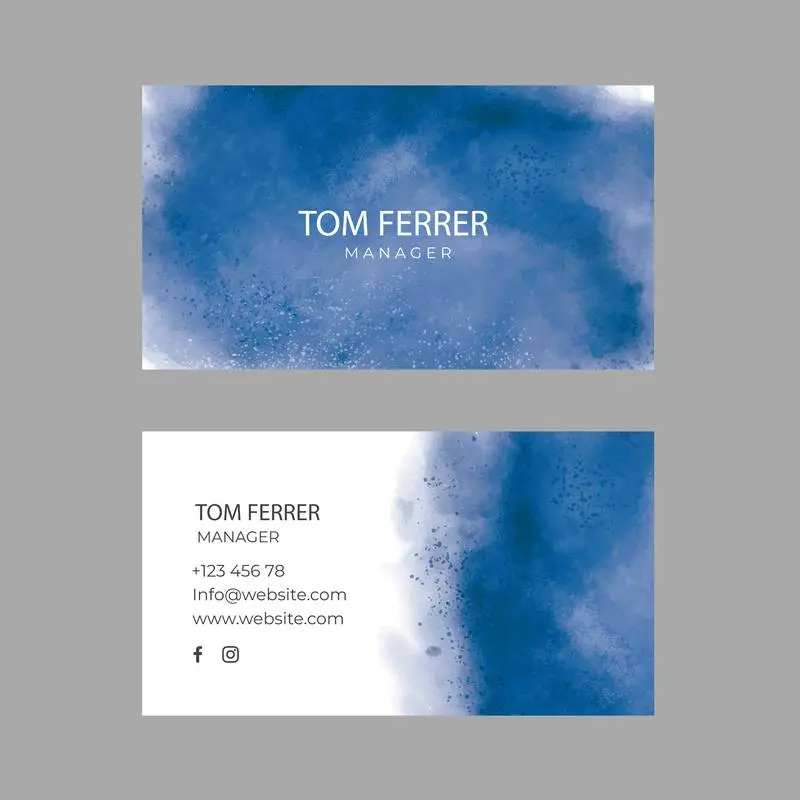 Blue Watercolor Business Card
