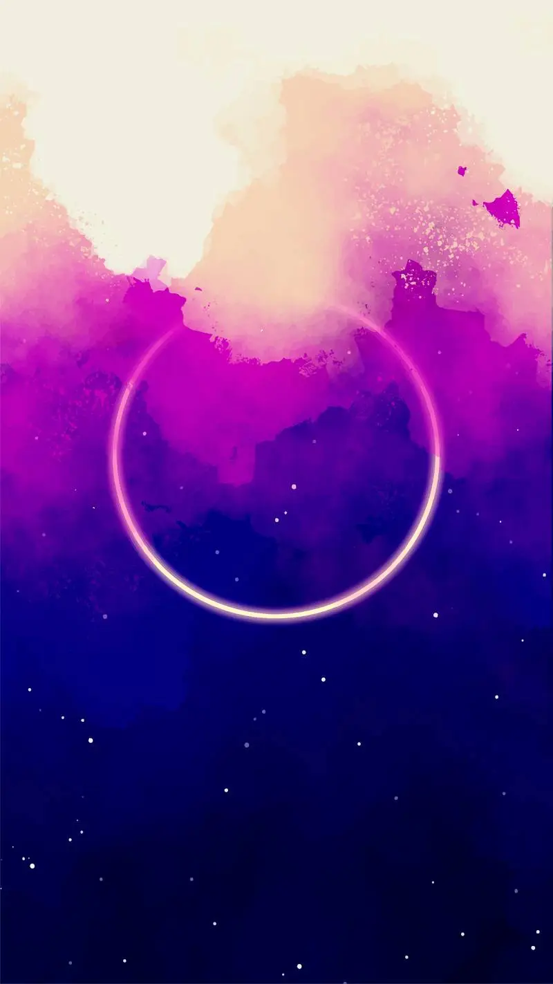 Watercolor Sky Background with Circle for Smartphones