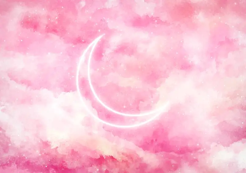 Galaxy Background with Moon in Neon