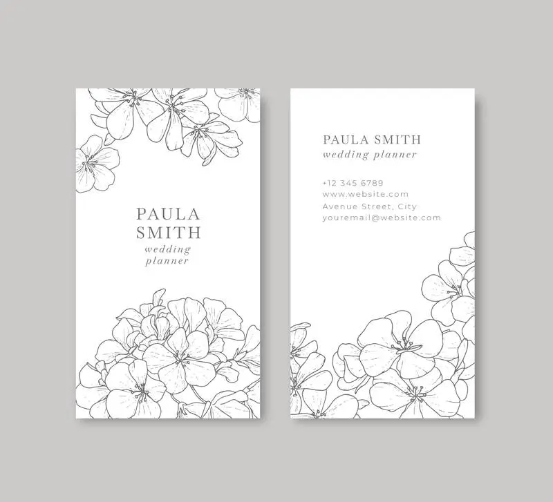 Floral Black and White Business Card