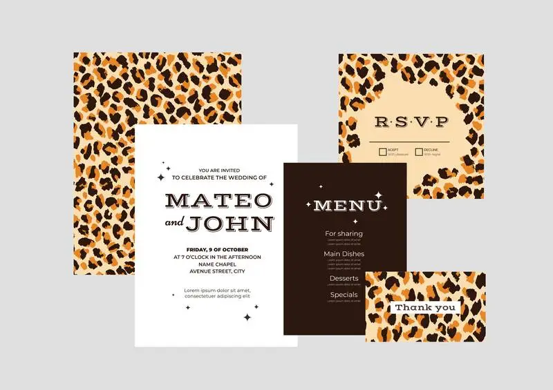 Blue Leopard Modern Wedding Stationery