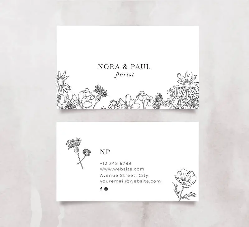 Wild Black and White Floral Business Card