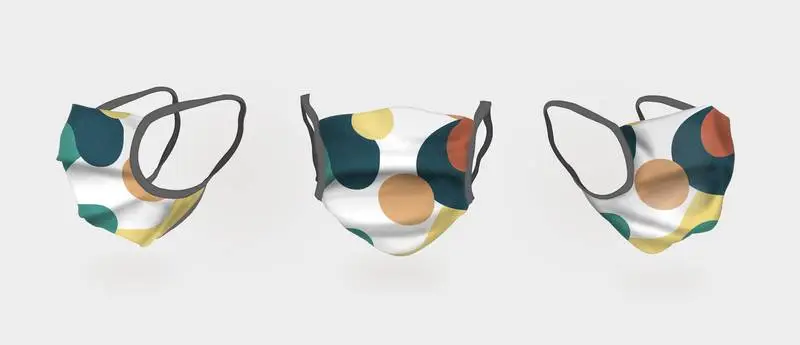 Face Mask Mockup Template with Three Views