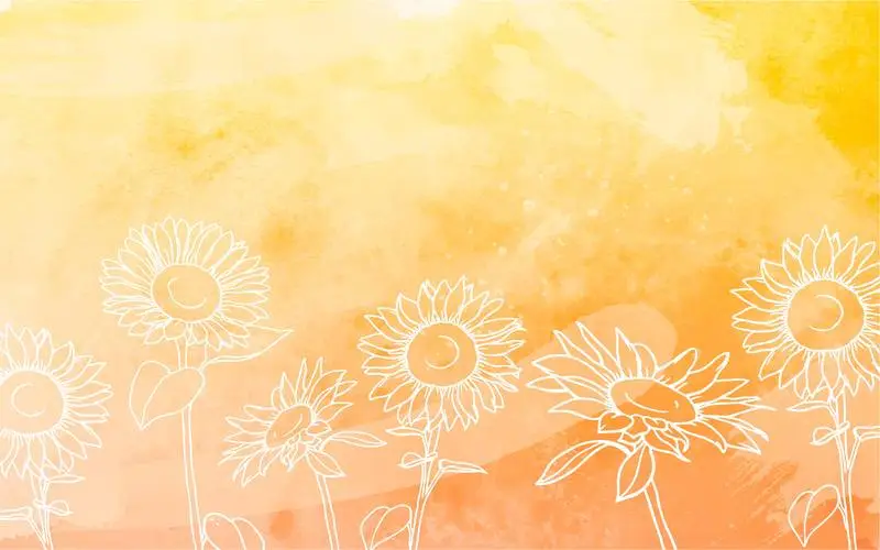 Sunflower Background with Watercolor