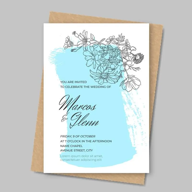 Floral Wedding Invitation with Paint
