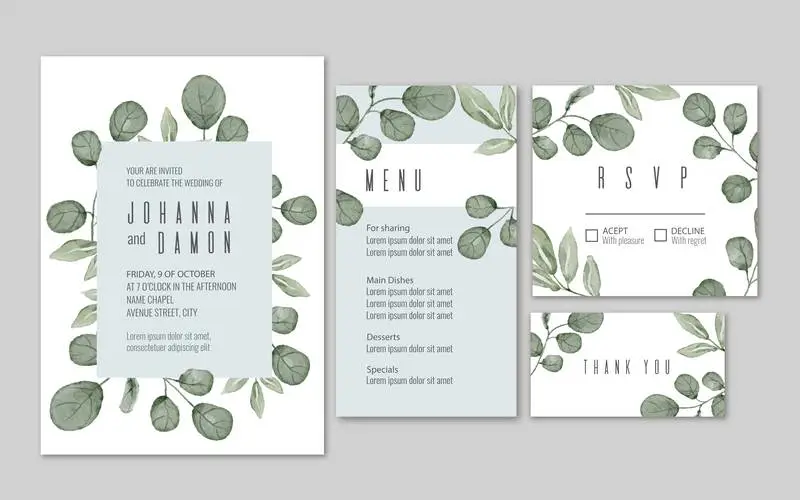 Watercolor Eucalyptus Wedding Stationery