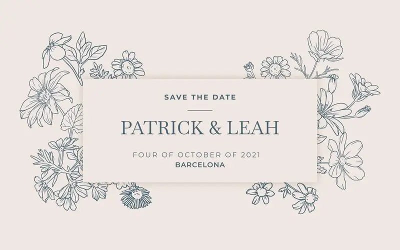 Hand-Drawn Floral Wedding Invitation