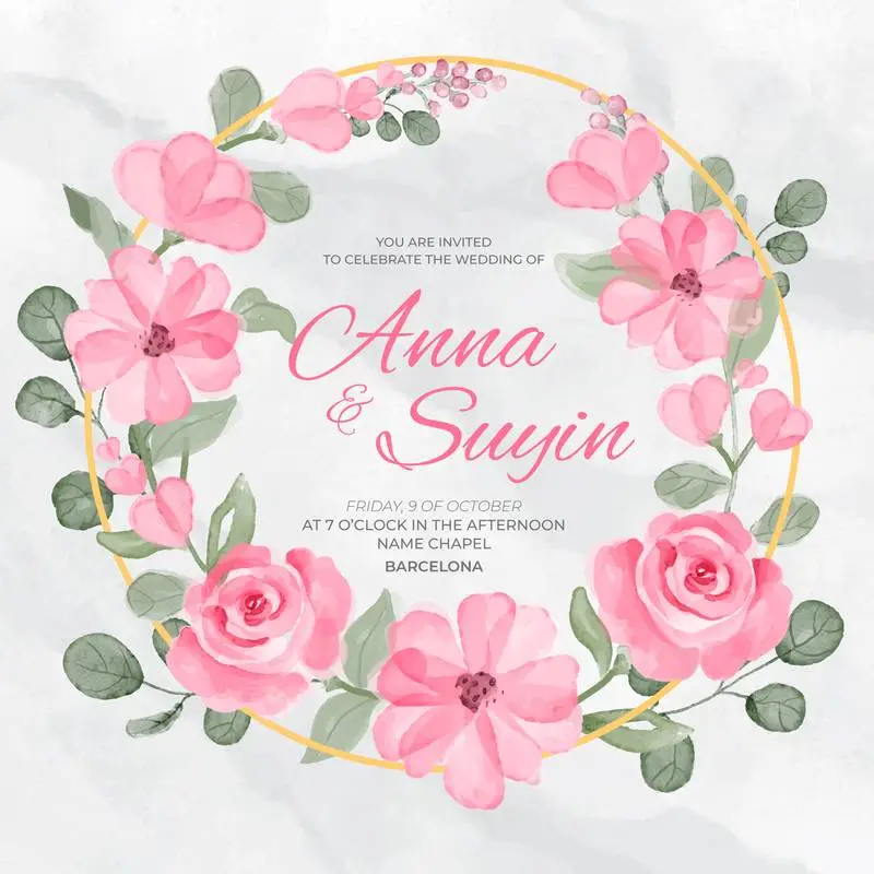 Beautiful Floral Wedding Invitation