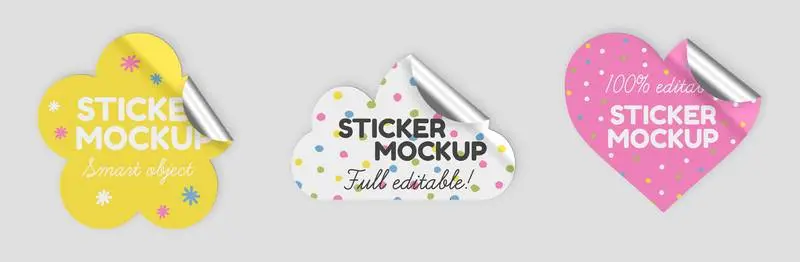 Set of Colorful Stickers Mockup