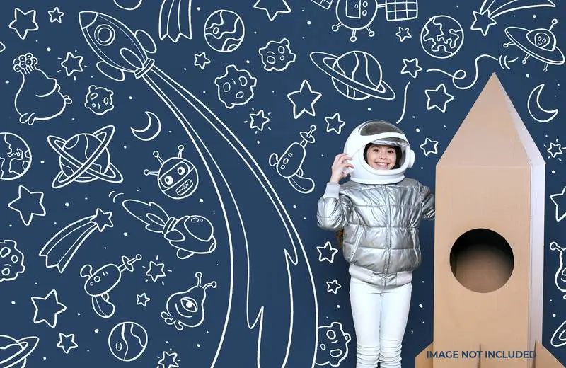 Background with Hand-Drawn Space Elements