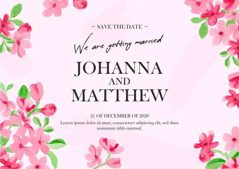 Floral Wedding Invitation in Watercolor