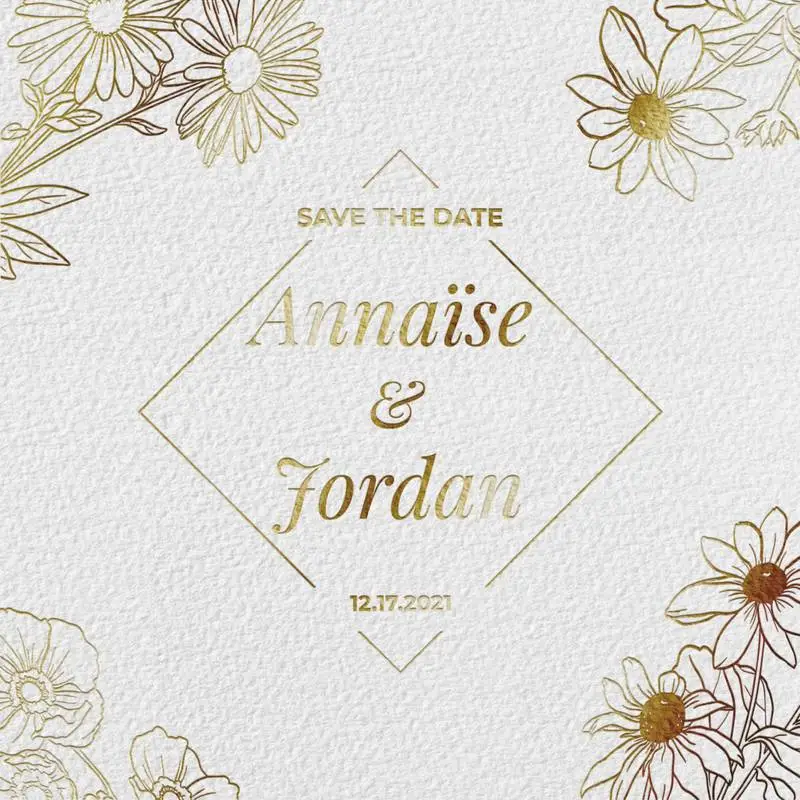 Gold Engraved Wedding Invitation