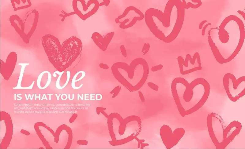 Valentine’s Day Background with Hand-Drawn Hearts
