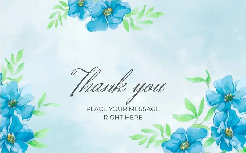 Floral Blue Banner with “Thank You”