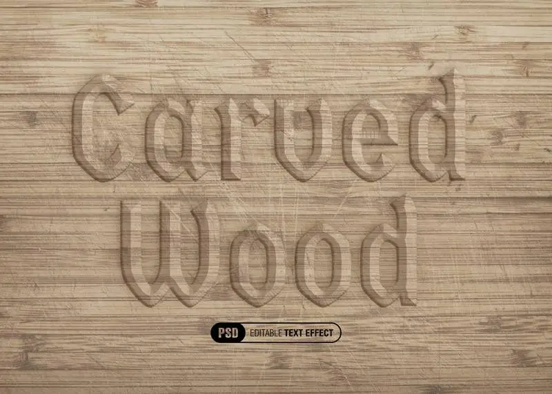 Carved Wood Text Effect
