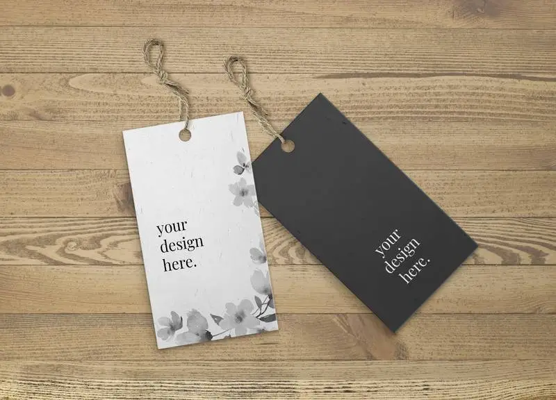 Mockup of Black and White Labels with Jute Strip