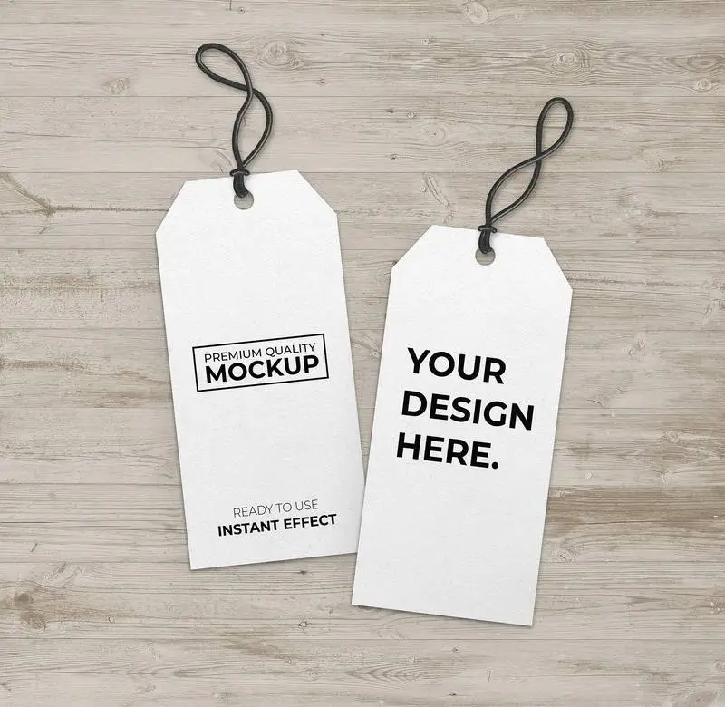 Mockup of Long White Label with Black Strip