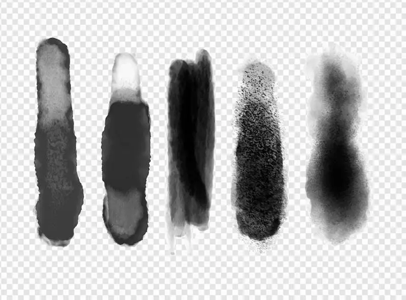Collection of Black Watercolor Brushstrokes