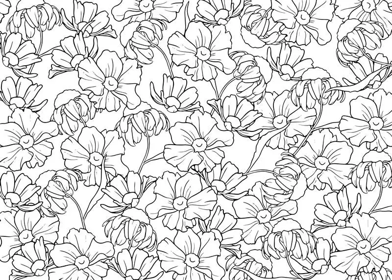 Hand-Drawn Outlines Flowers Background