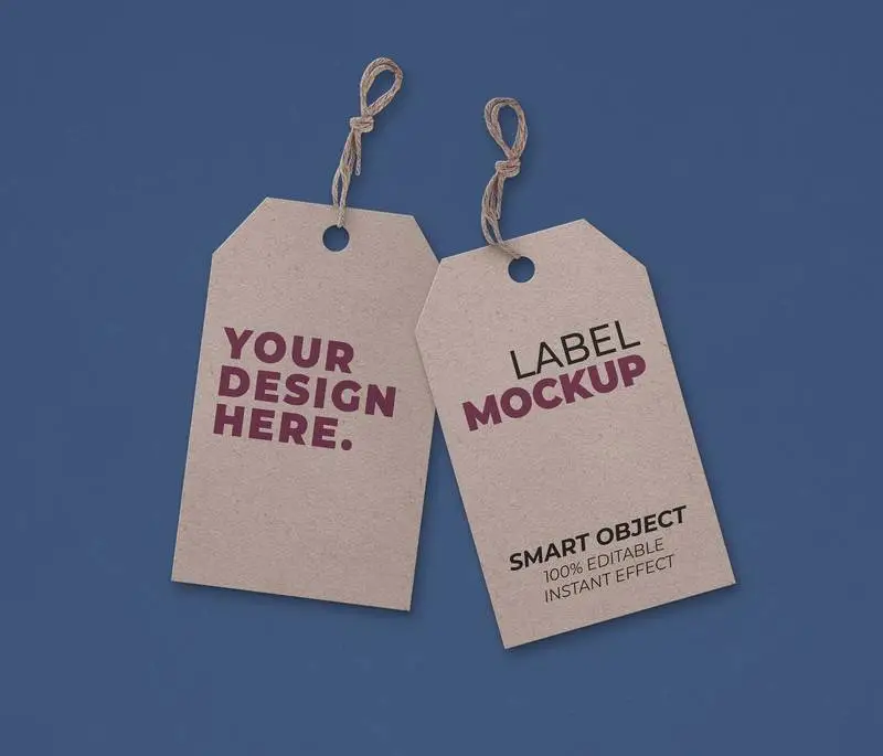 Cardboard Label on Blue Background Mockup