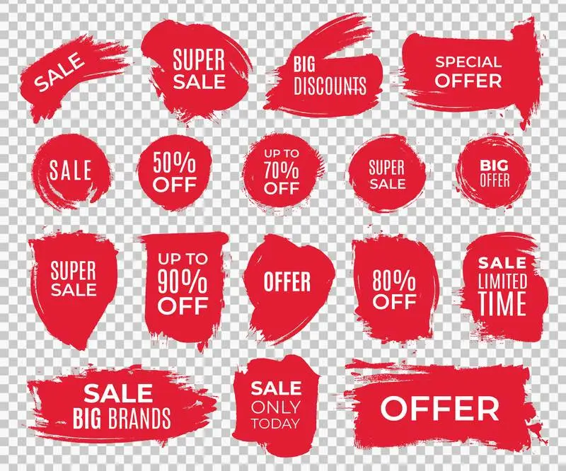Collection of Red Grunge Labels