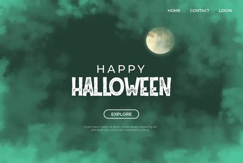 Green Clouds and Moon Banner for Halloween