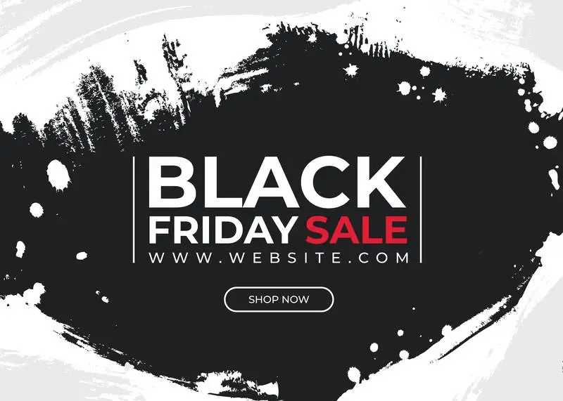 Black and White Banner with Paint Brushstrokes for Black Friday