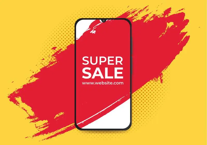 Banner for Sale with Red Splash and Text Over Smartphone