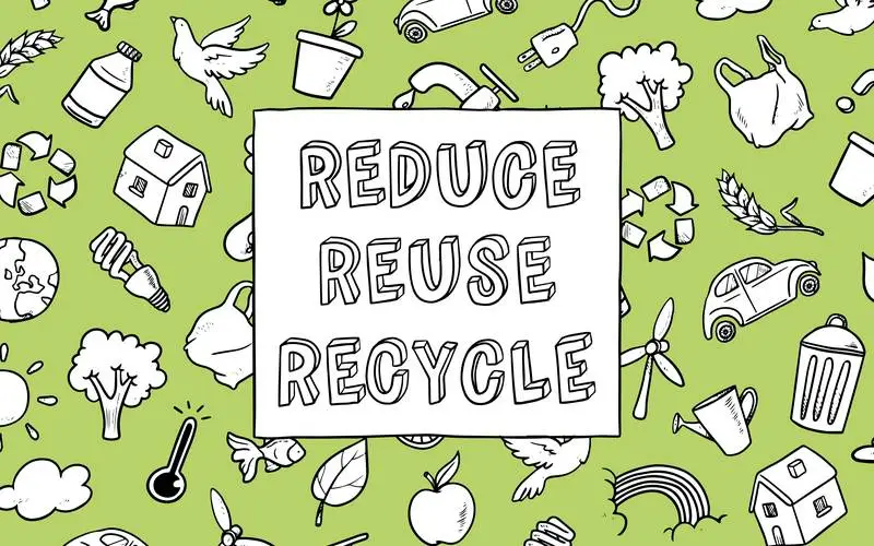 Banner for Eco Quote Over Doodles Pattern with Green Background