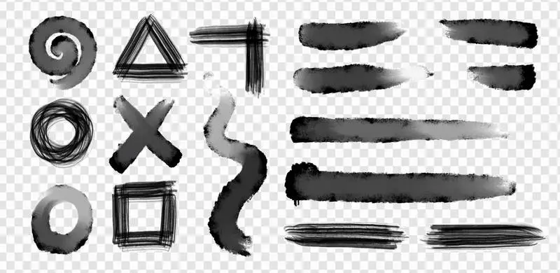 Collection of Grunge Brushstrokes in Black