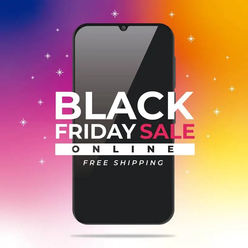 Banner for Black Friday with Smartphone in Gradient Background