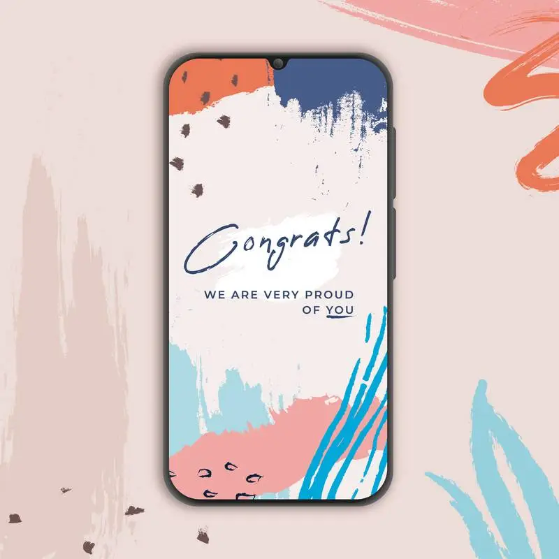 Congratulations Banner for Smartphone in Memphis Style