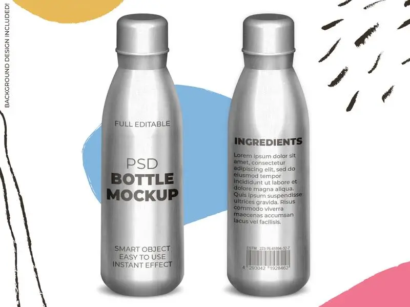 Metallic Bottle Mockup (Front and Back)