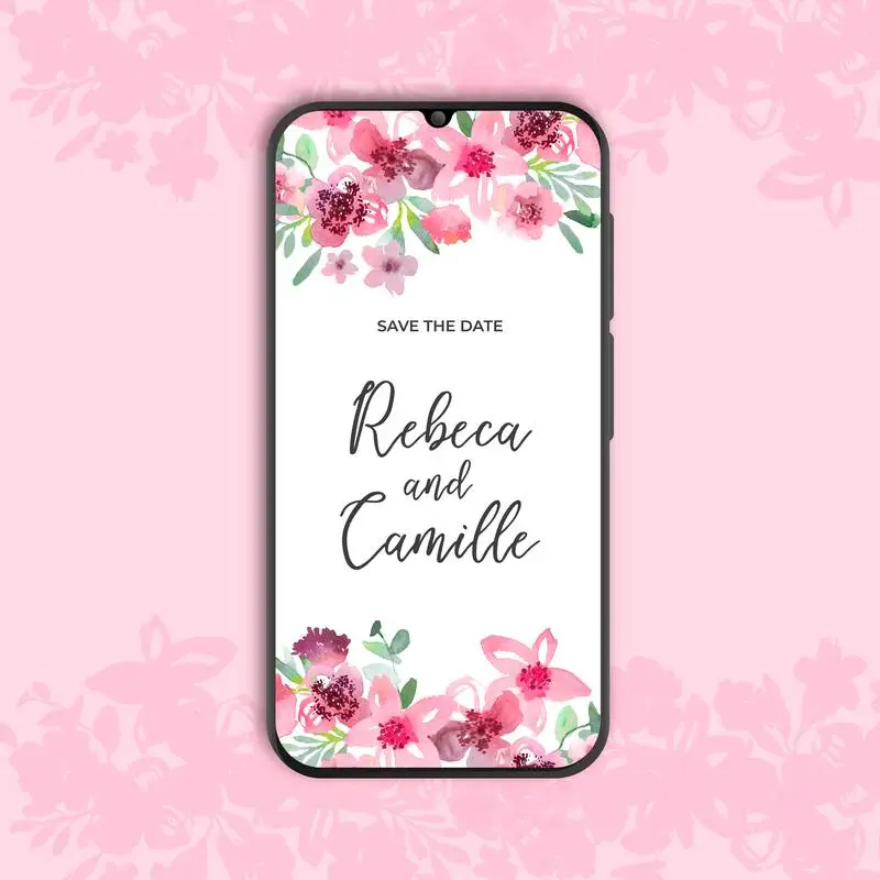 Beautiful Floral Wedding Invitation for Smartphone