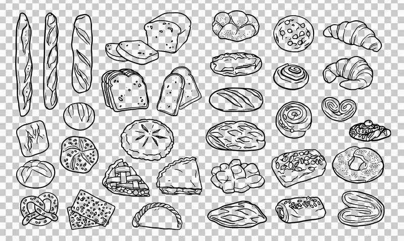 Collection of Hand-Drawn Bakery Elements